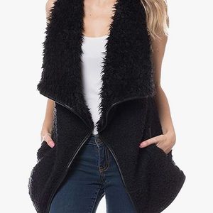 Love Tree Black Faux-Fur Vest